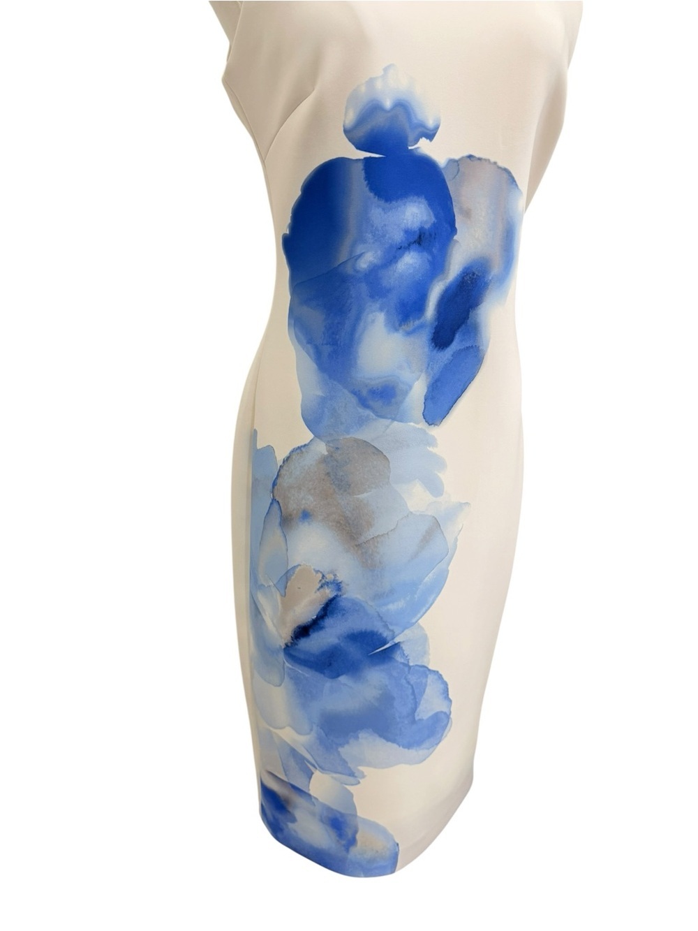 Donna Karan NWT Cielo White Blue Floral Print Sleeveless Scuba Knit Sheath Dress - Picture 5 of 16